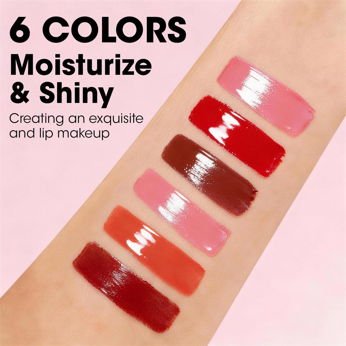 AZEN gloss texture swipe showing shine and smooth finish benefit