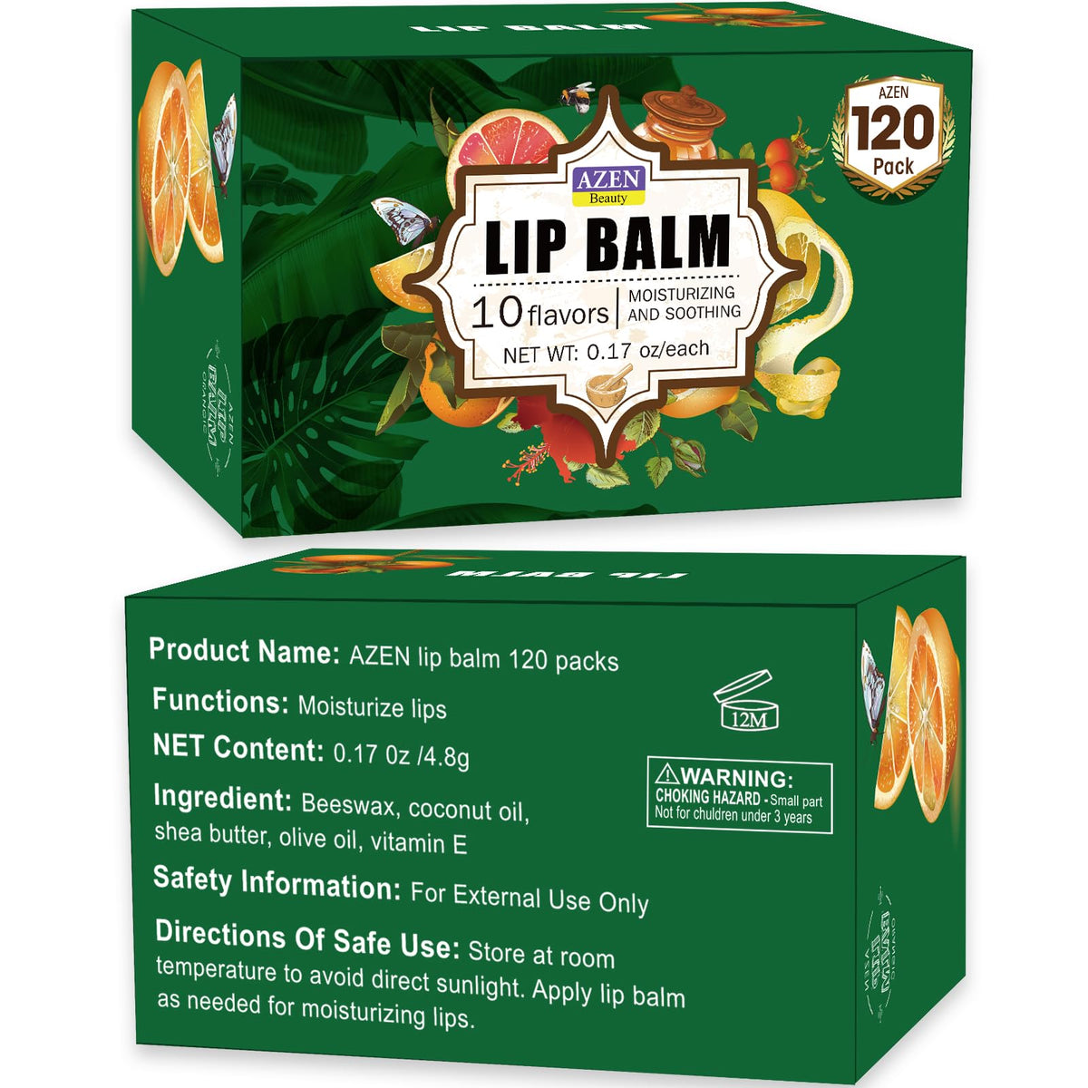 AZEN ingredient label close-up showing coconut oil and vitamin E for soothing care