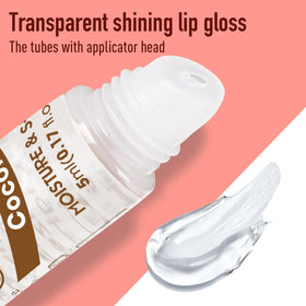 AZEN lifestyle model wearing gloss to highlight natural shine benefit