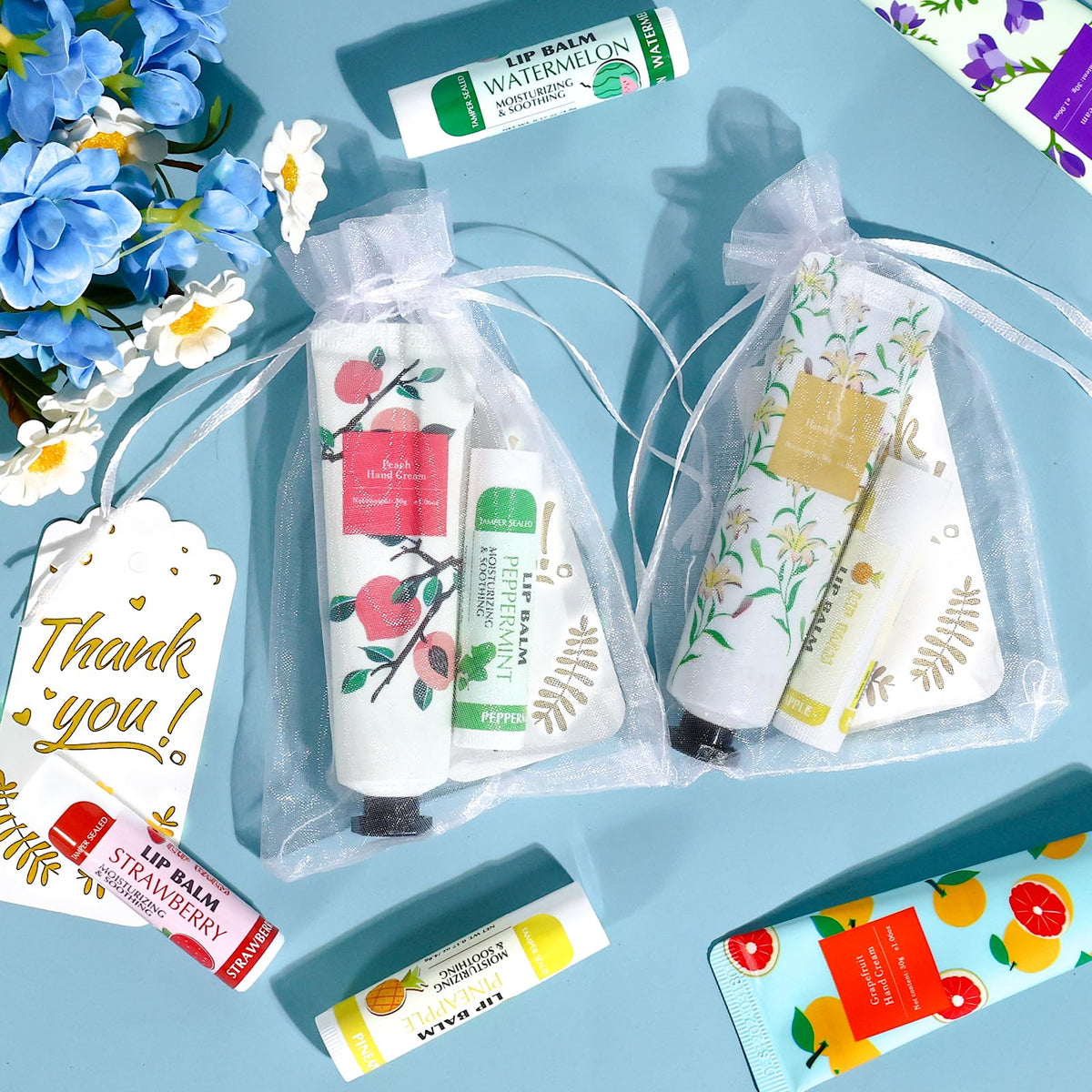 AZEN organza bag filled display showing presentation-ready packaging advantage