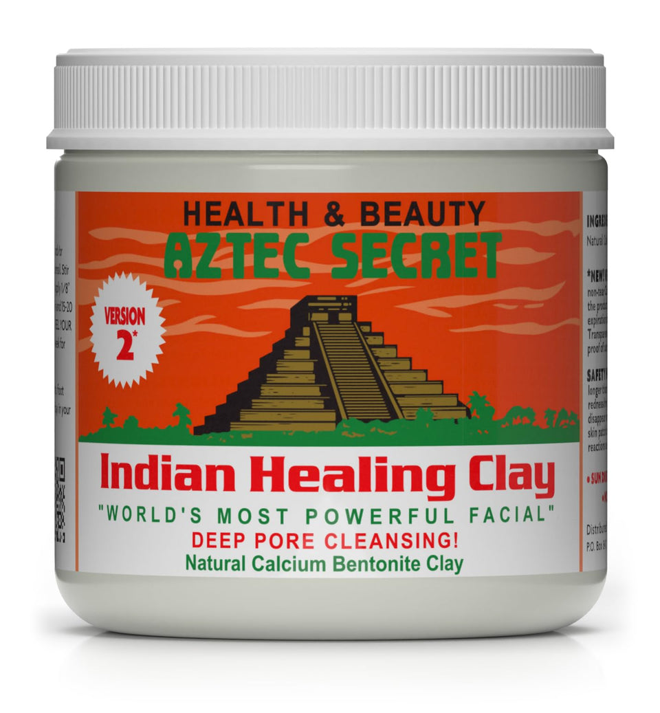Aztec Secret jar front packaging shows brand and secure lid, clear safety benefit