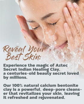 Aztec Secret mask application on face using wood-handled brush for even coverage