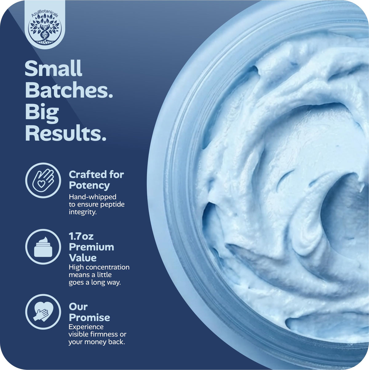 AzulBotanicals label close-up displaying methylene blue percentage and clean, small-batch branding