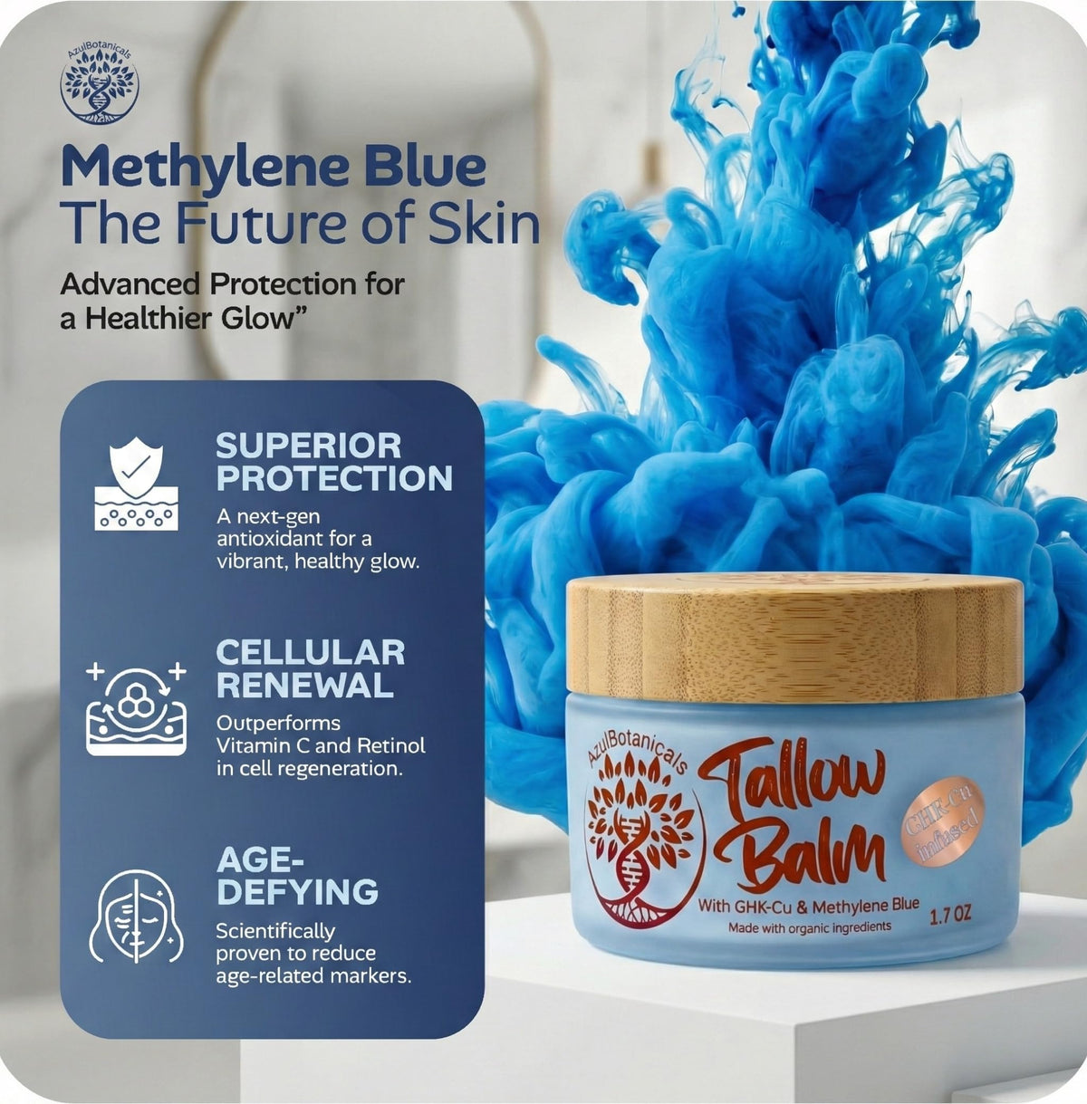 AzulBotanicals tallow source image showing grass-fed origin and nutrient benefit