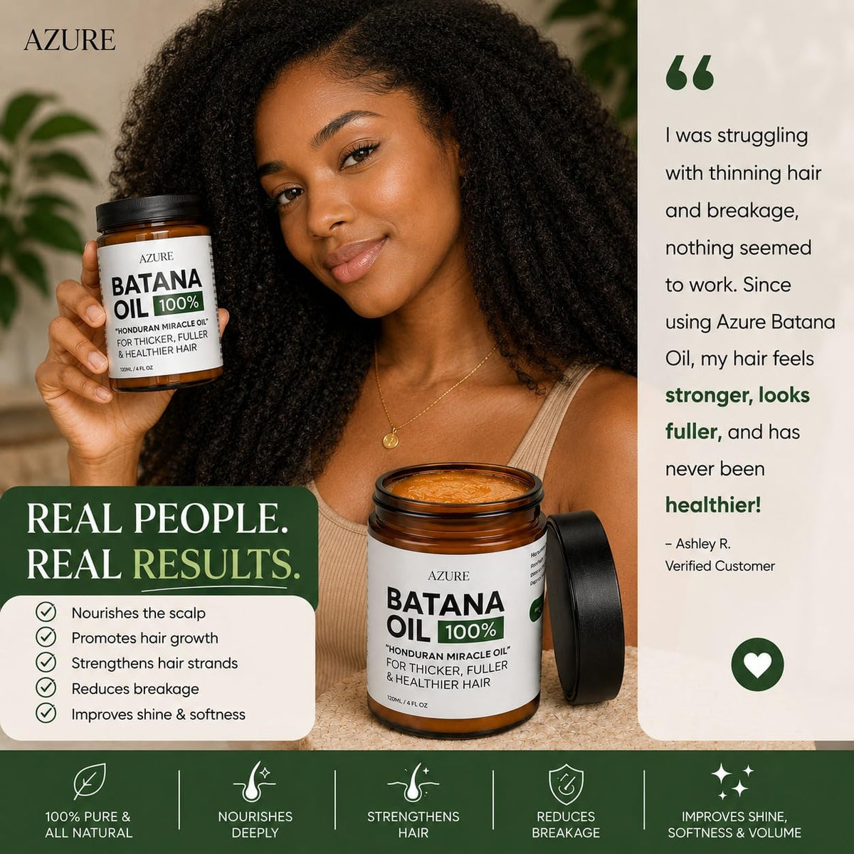 AZURE Batana ingredient label close-up confirming single-ingredient purity