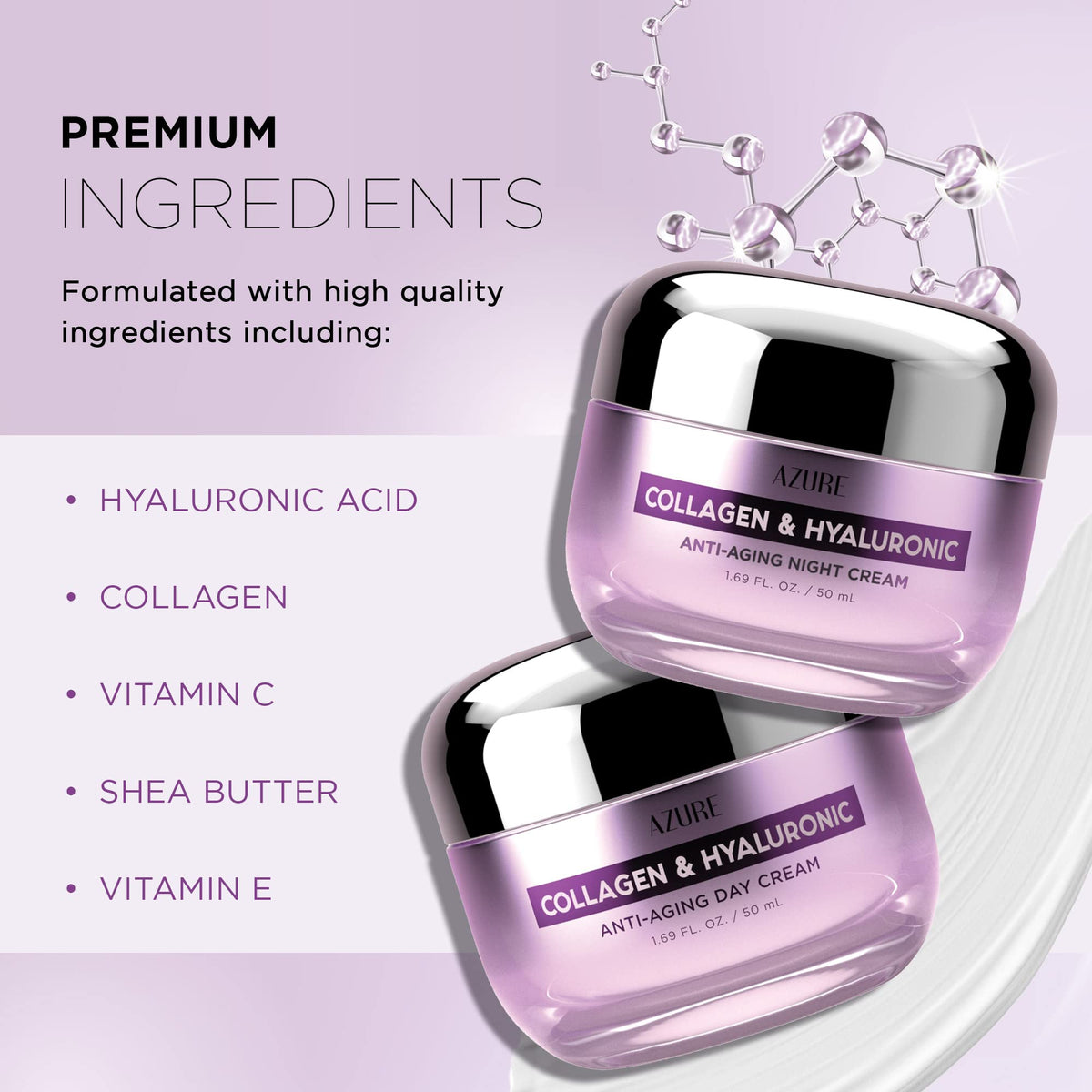 Azure Cosmetics applying day cream to cheek for quick absorption benefit