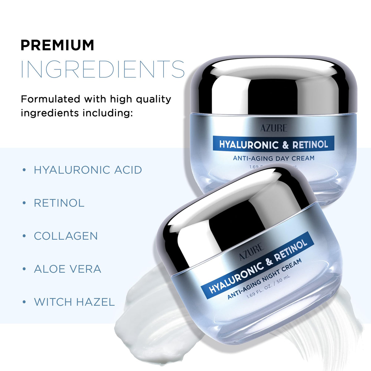 Azure Cosmetics day cream texture close-up highlighting lightweight hydration