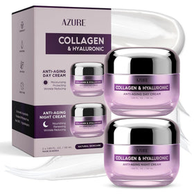 Azure Cosmetics front packaging duo showing jars and benefits