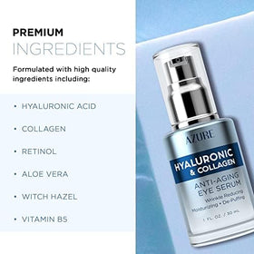 Azure Cosmetics applying serum to under-eye area demonstrating gentle de-puffing