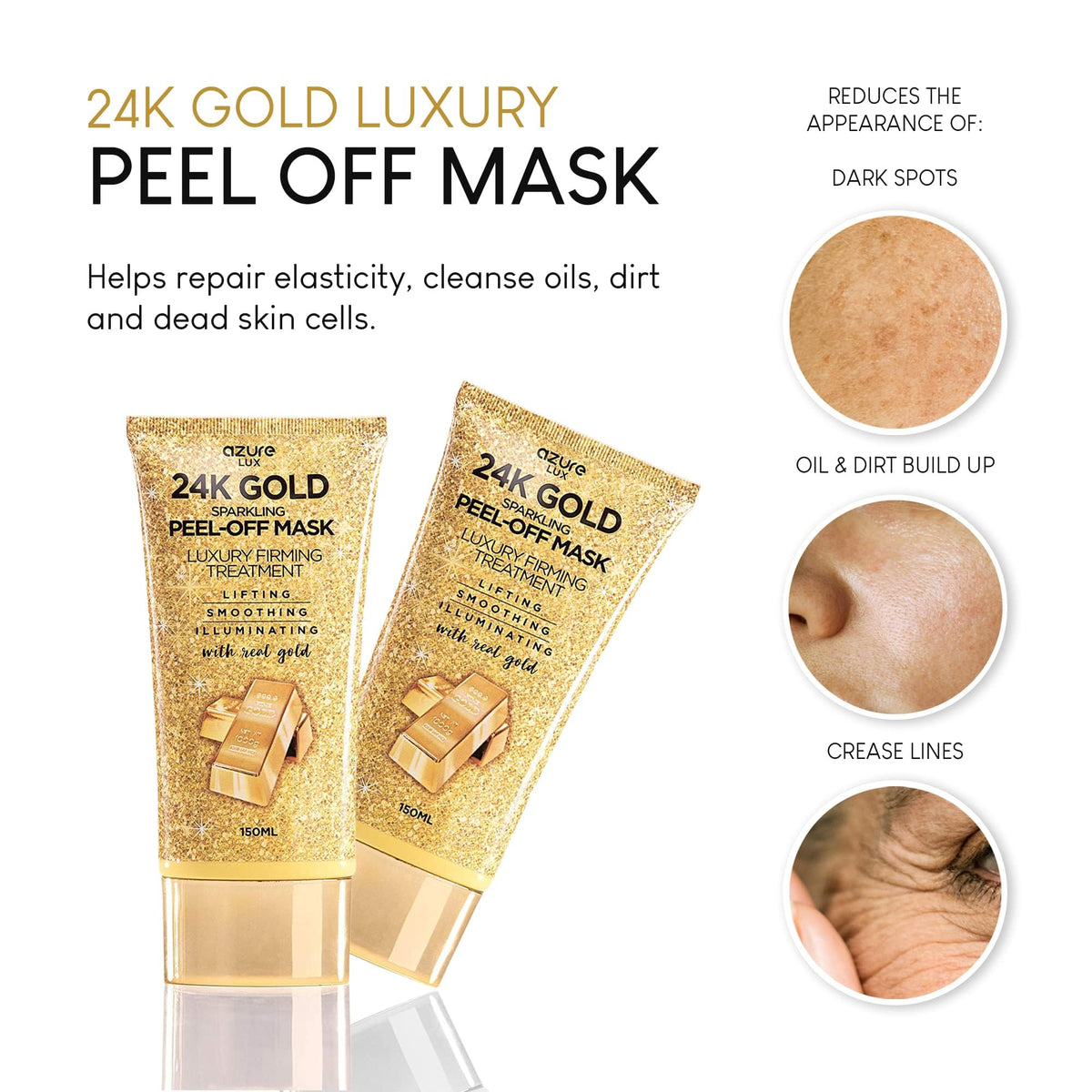 Azure Cosmetics peeling mask off to reveal smoother skin and pore clearing