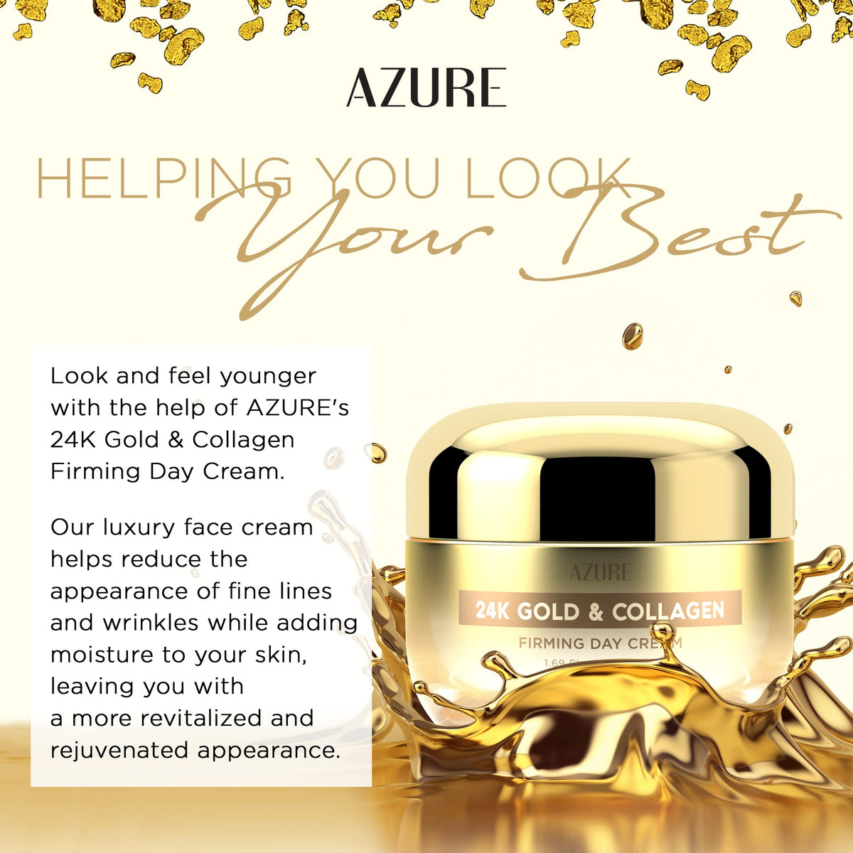 Azure Cosmetics label and ingredients list showing clean formula benefit