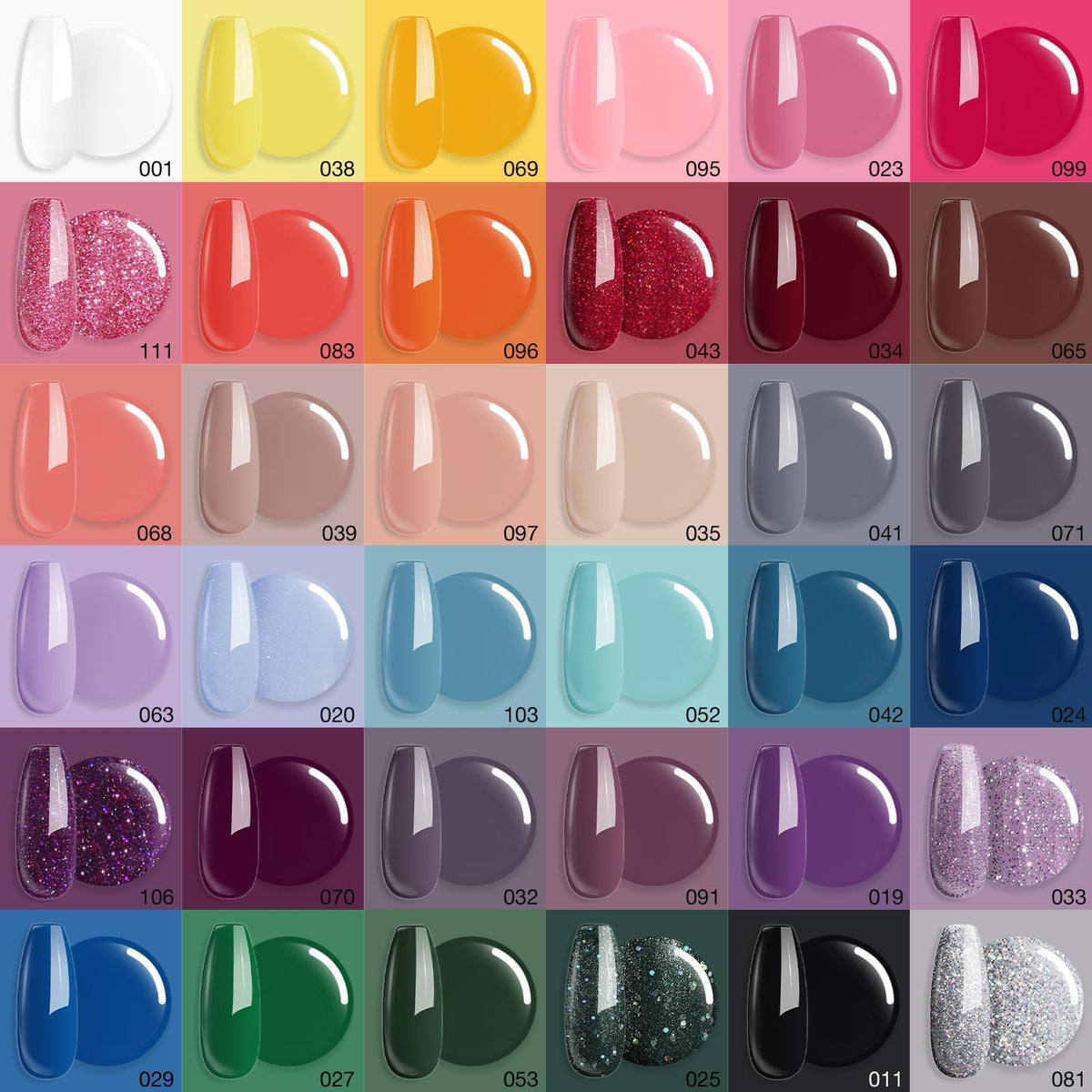 AZUREBEAUTY 36 color powders array with wide palette for vibrant designs