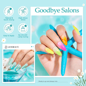 AZUREBEAUTY application in progress with brush demonstrating quick lamp-free drying