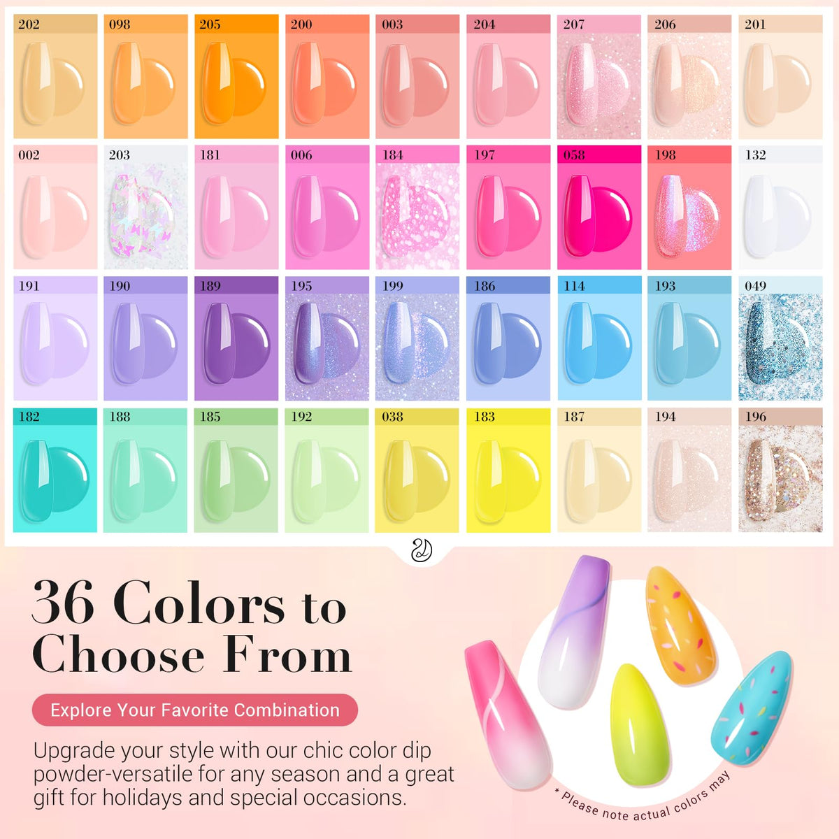 AZUREBEAUTY neat array of 36 powder jars demonstrating color range