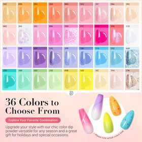 AZUREBEAUTY neat array of 36 powder jars demonstrating color range