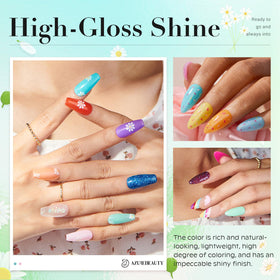 AZUREBEAUTY top-down color array of 20 neon powders for bold manicures