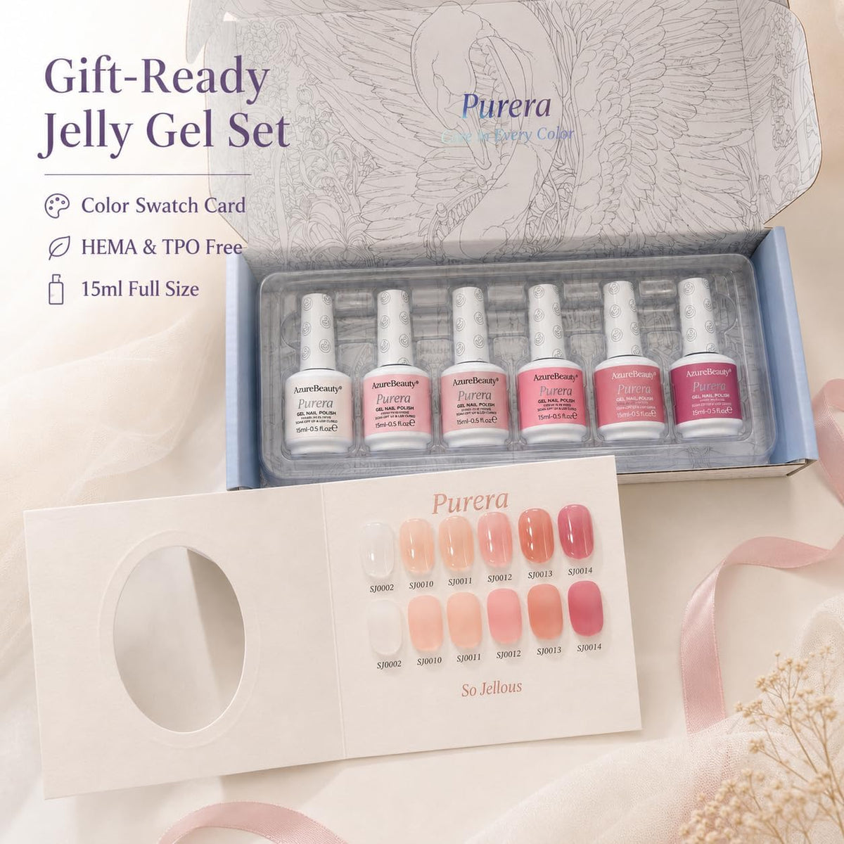 AZUREBEAUTY color-matched bottles lined up making shade selection faster and easier
