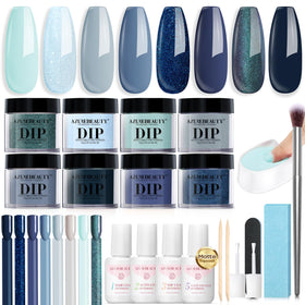 AzureBeauty front packaging showing complete dip powder starter kit benefits