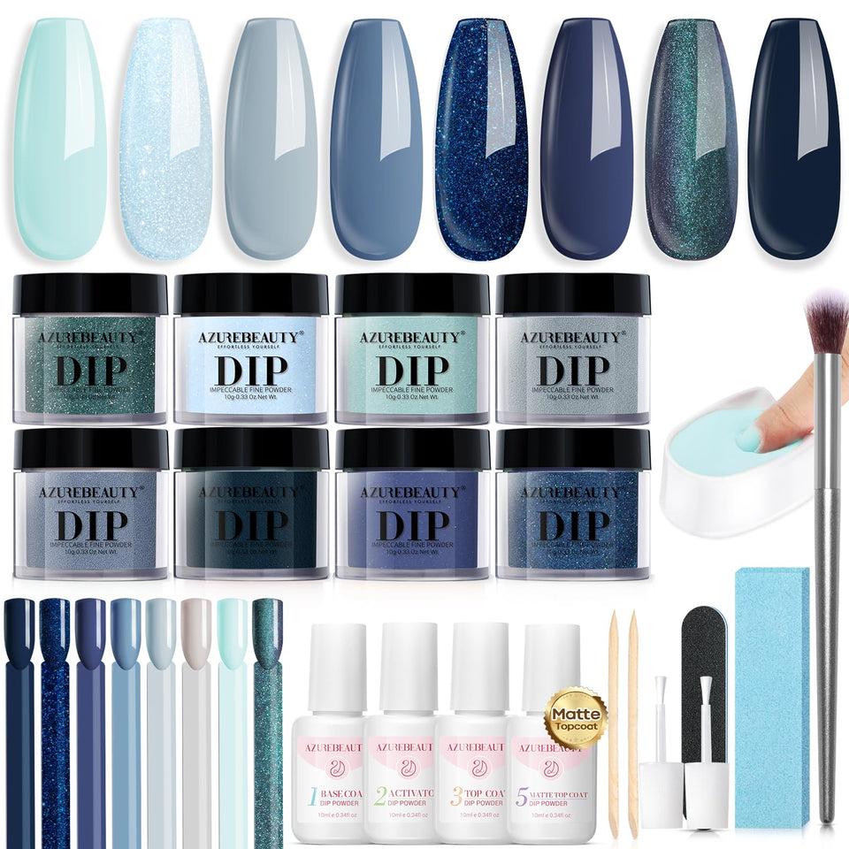 AzureBeauty front packaging showing complete dip powder starter kit benefits