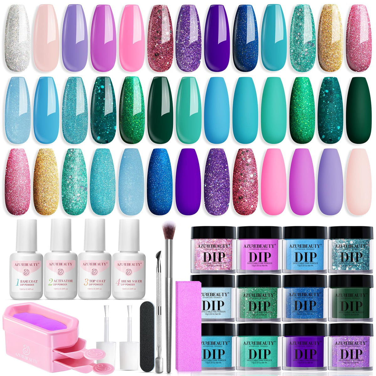 AzureBeauty front packaging showing complete 31-piece kit and benefits