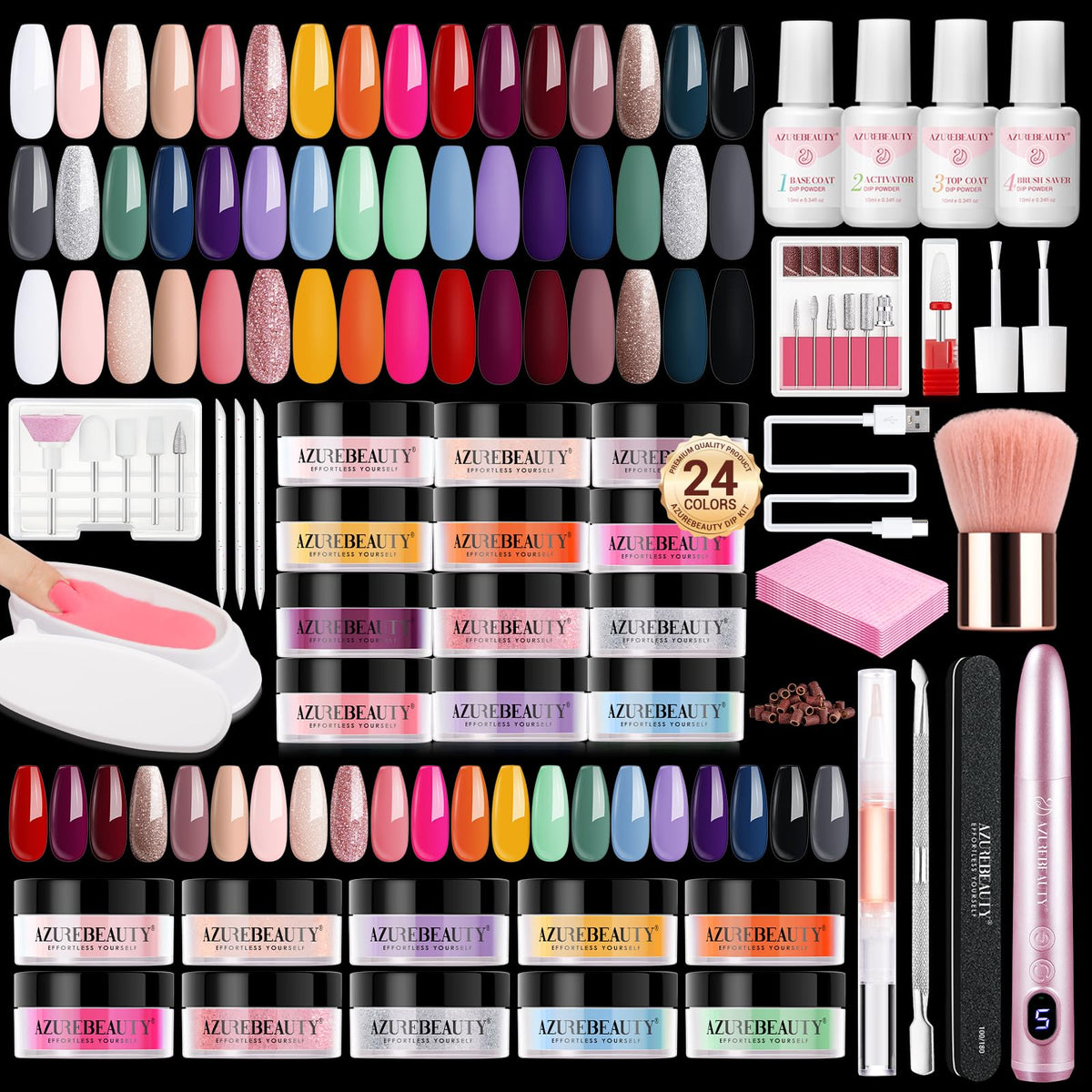 AZUREBEAUTY front packaging showing kit contents and portability benefits