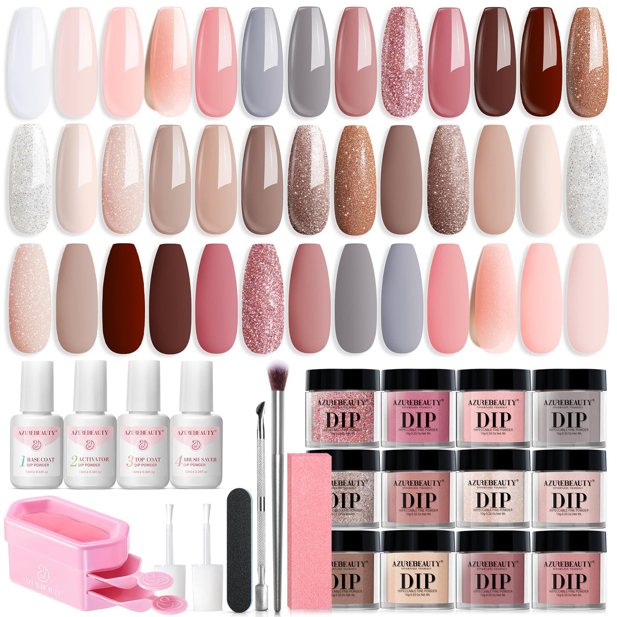 AZUREBEAUTY front packaging showing complete 31-piece kit and branding benefits