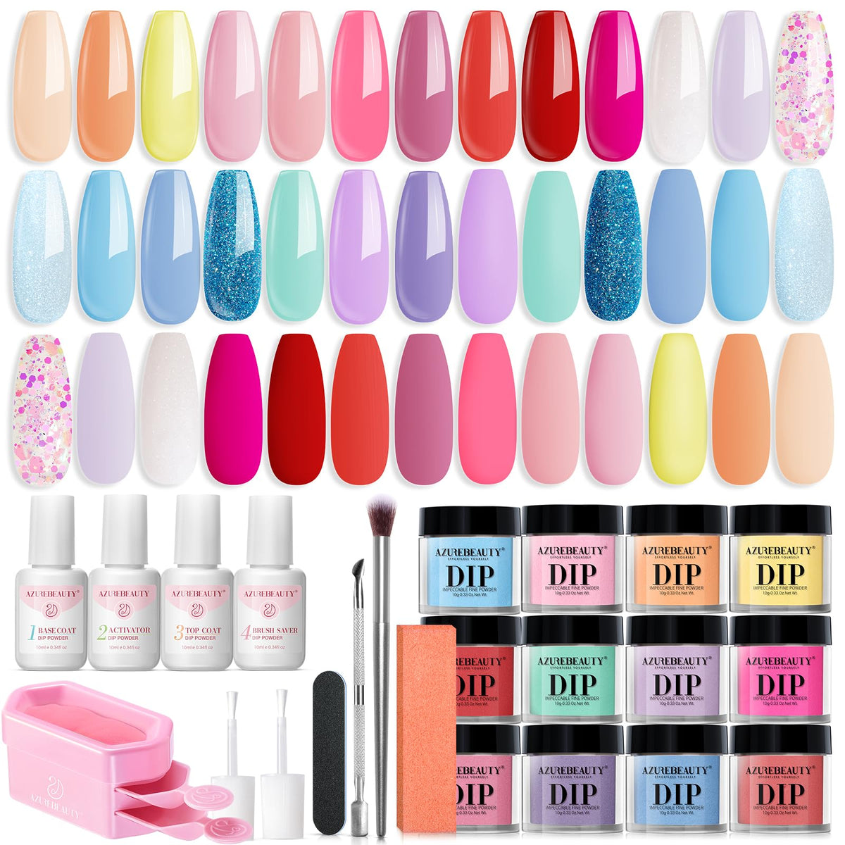 AZUREBEAUTY front packaging showing kit contents and pastel colors for easy selection