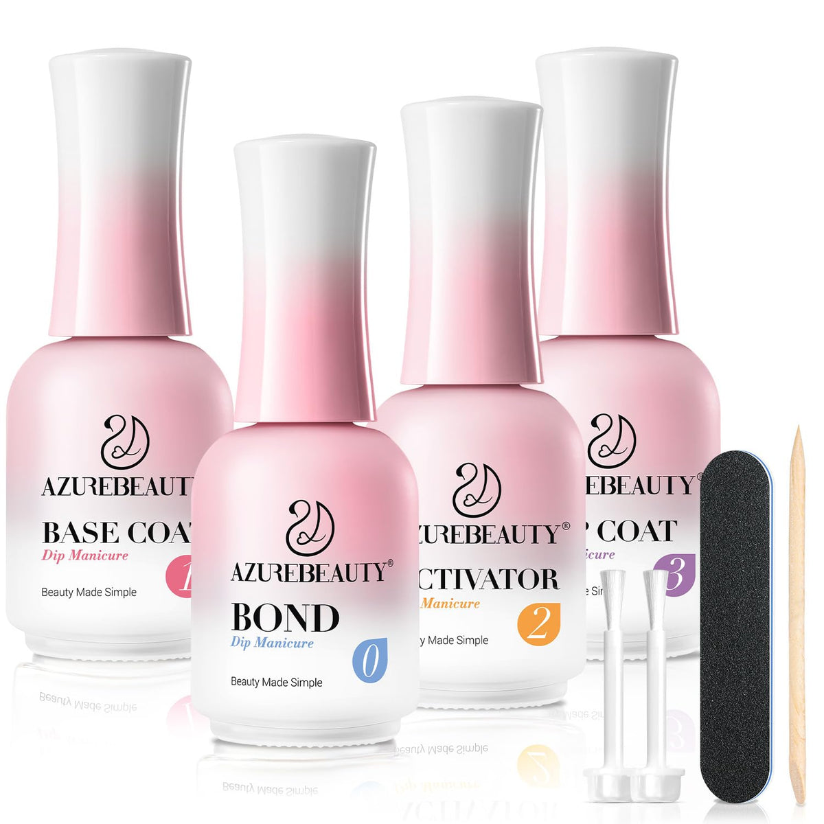 AZUREBEAUTY front packaging displaying all eight pieces and tools, shows kit completeness