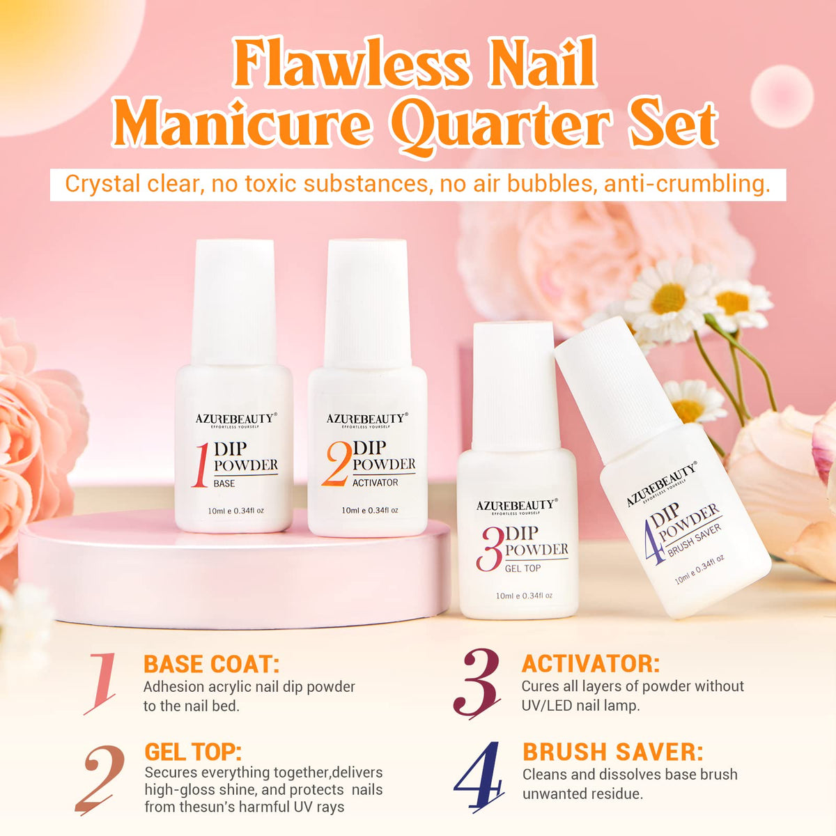 AZUREBEAUTY labels and ingredient list close-up highlighting safe, odor-minimized formula