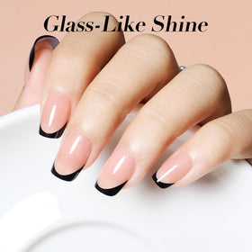 AZUREBEAUTY application in use on a nail, illustrating easy at-home dip technique