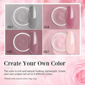 AZUREBEAUTY open powder jars displaying four neutral shades for natural-looking color options