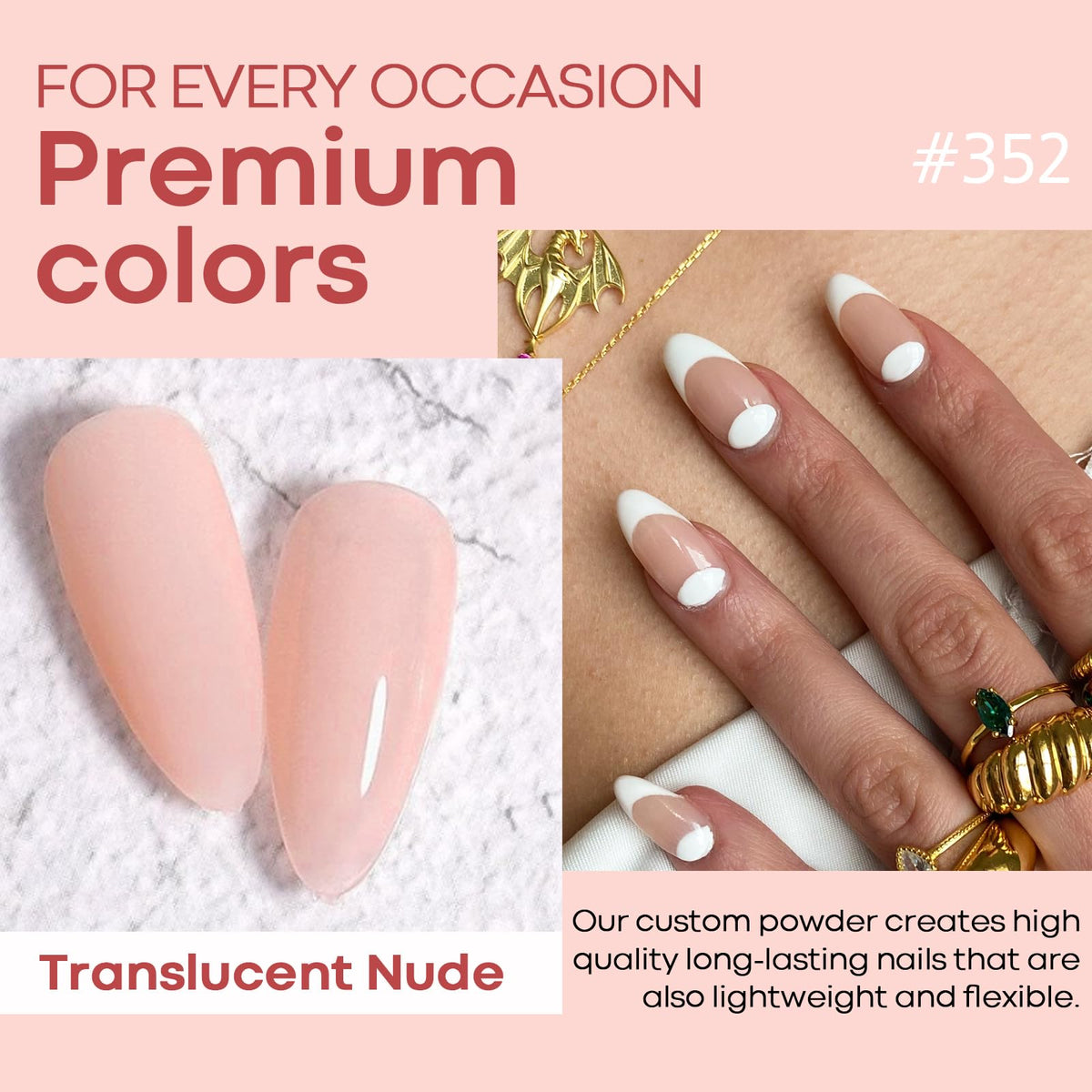 AzureBeauty open jars of eight translucent powders showing soft milky shades and texture