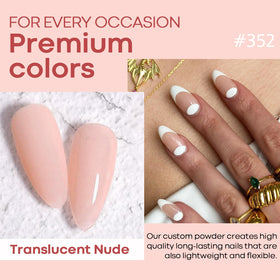 AzureBeauty open jars of eight translucent powders showing soft milky shades and texture