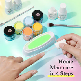AZUREBEAUTY kit scale next to hand showing jar sizes and travel-friendly benefit