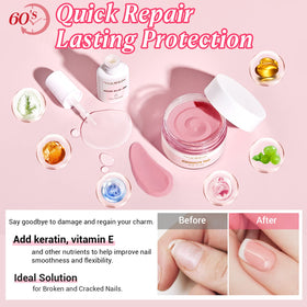 AZUREBEAUTY close-up of crystal jelly pink dip powder texture for smooth rebuilds
