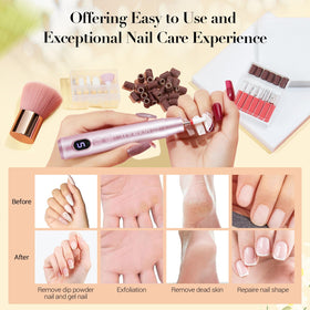 AzureBeauty tools and 11 drill bits layout for versatile nail work