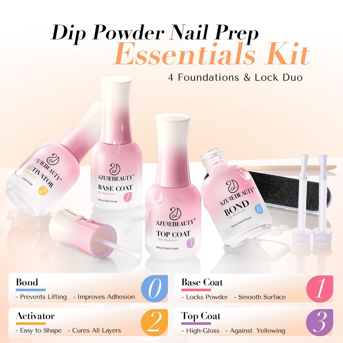 AZUREBEAUTY full kit layout with file and stick, convenient tools ready for use