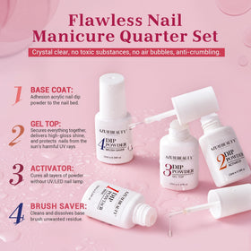 AZUREBEAUTY model applying dip powder to nails for at-home manicure benefit