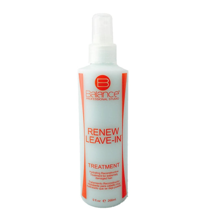 B Balance front packaging of Renew Leave-In 9oz showing label and bottle benefits