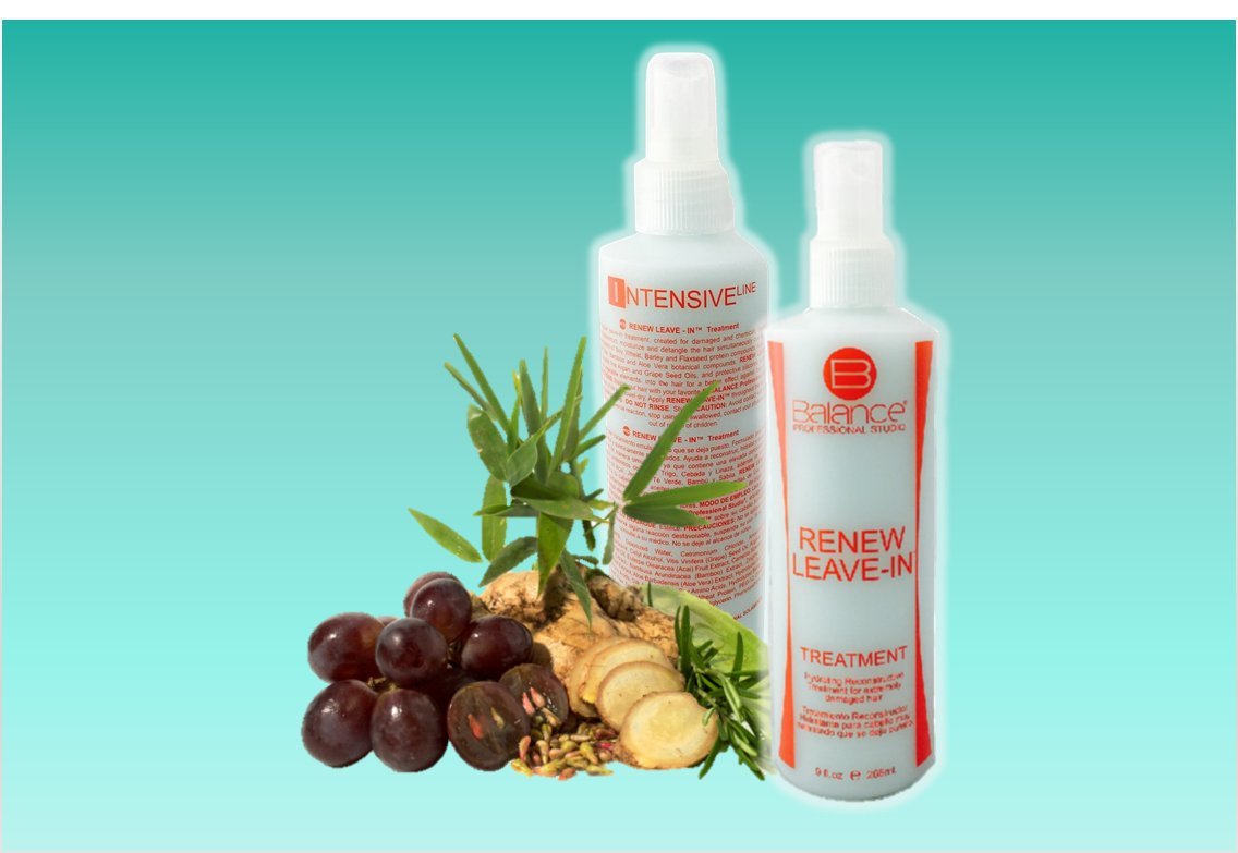 B Balance product in use applying Renew Leave-In to damp hair for easier styling