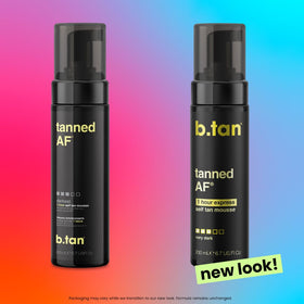 b.tan before and after comparison illustrating deep dark tan transformation