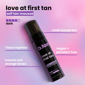 B.TAN mousse texture closeup showing creamy violet tint for neutralizing tones