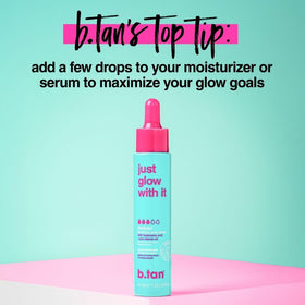 B.TAN applied to face showing subtle natural glow and hydrating finish
