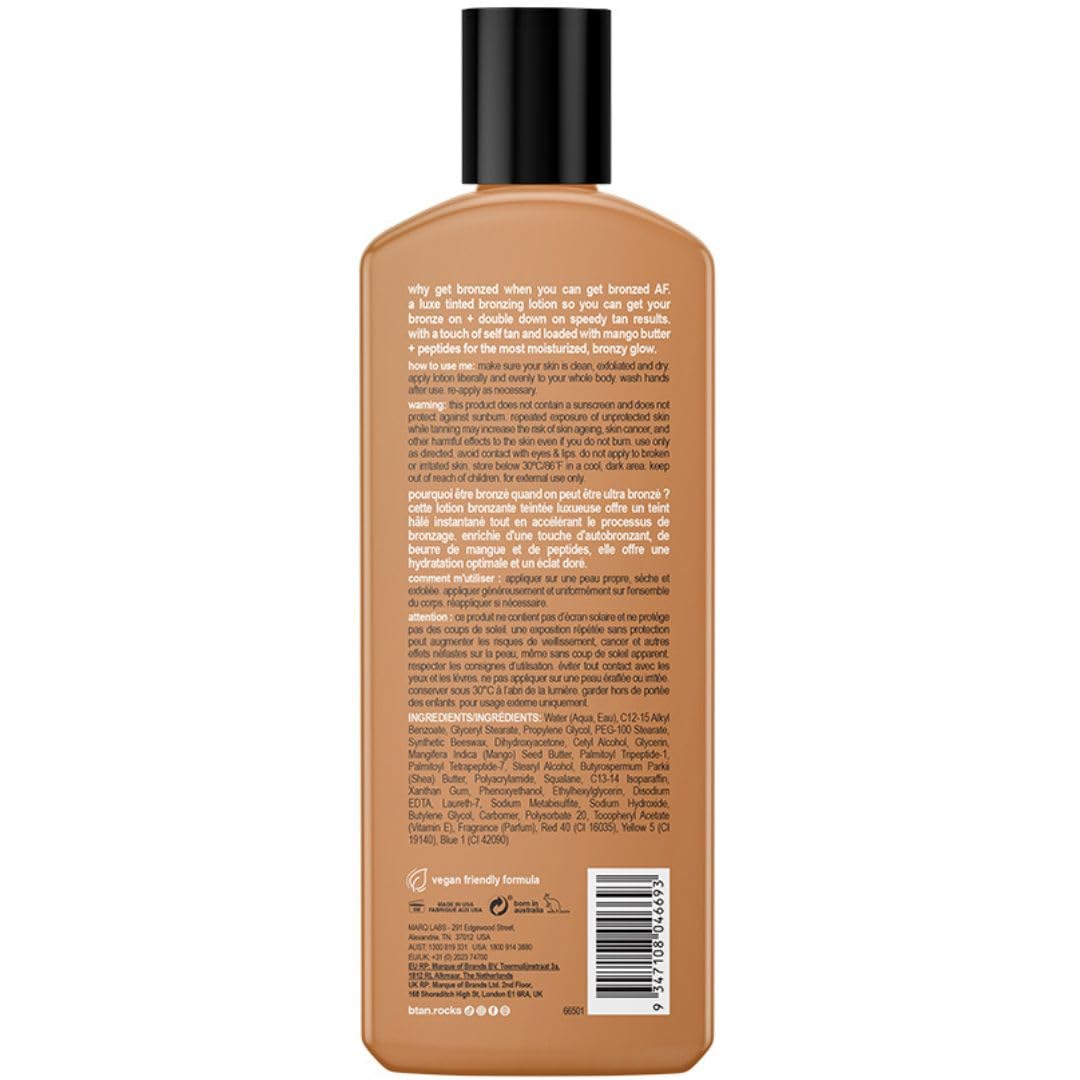 B.TAN lotion texture close-up highlighting creamy hydration and smooth application benefit