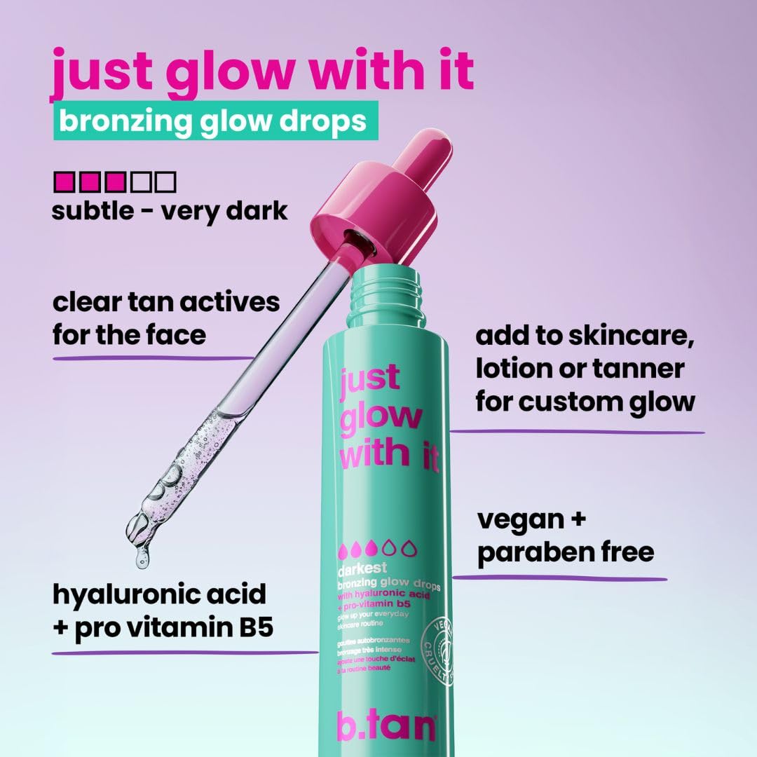 B.TAN serum texture on skin highlighting smooth blendability and hydration