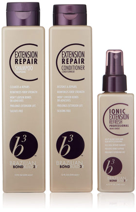 B3 Brazilian Bondbuilder trio front packaging showing bottles and benefits