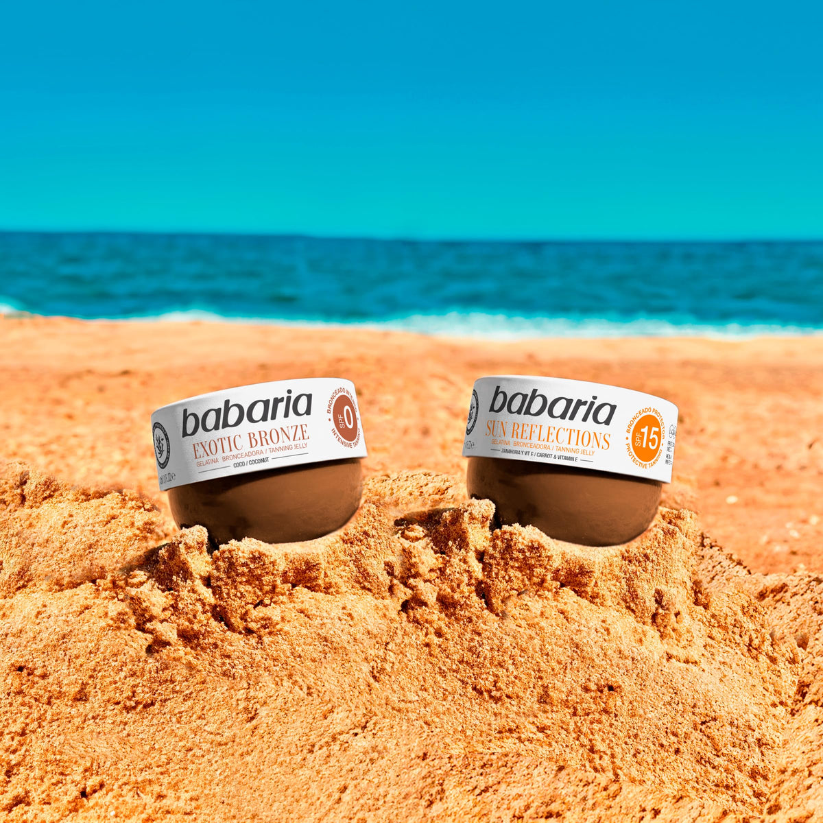 Babaria after-tan result on leg showing natural bronze tone and even finish