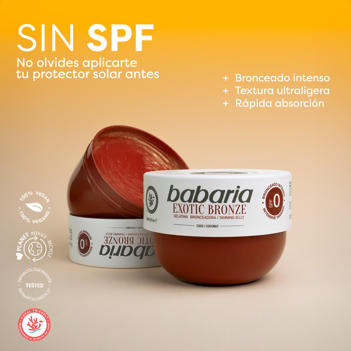 Babaria gel texture close-up demonstrating smooth spreadability for even tan