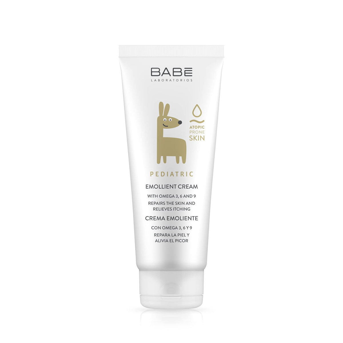 Laboratorios Babe front packaging showing 200 ml pediatric emollient and benefits