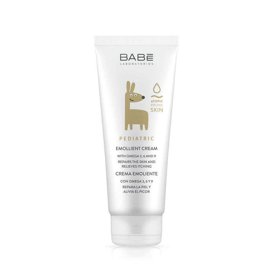 Laboratorios Babe front packaging showing 200 ml pediatric emollient and benefits
